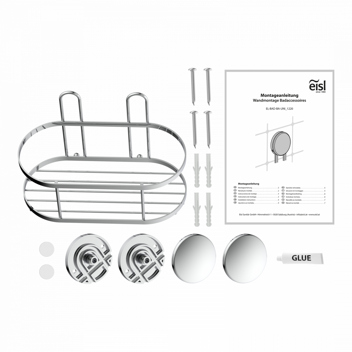 Dusch-Wandablage, chrom, zum Kleben oder Schrauben
