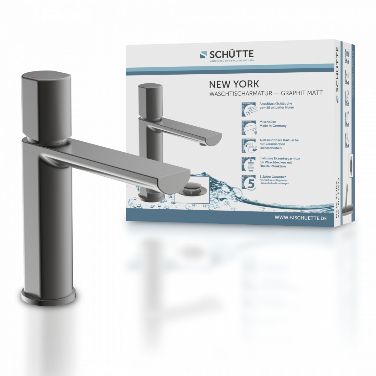 NEW YORK Waschtischarmatur, Graphit matt