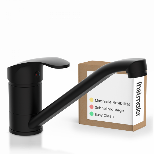 Küchenarmatur Vera, in Schwarz matt mit schwenkbarem Auslauf, Hochdruck
