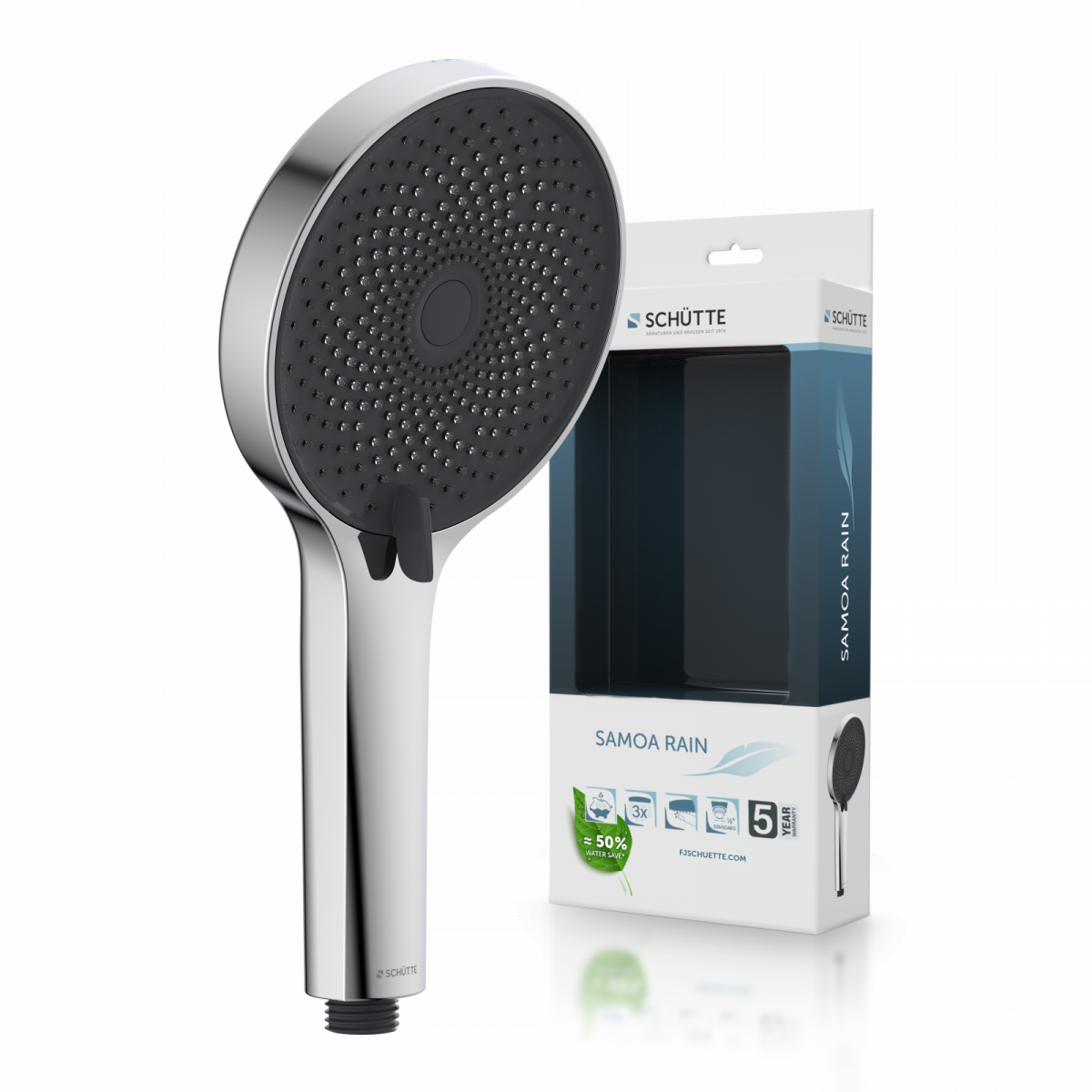 SAMOA RAIN Duschkopf, wassersparend, Chrom/Anthrazit