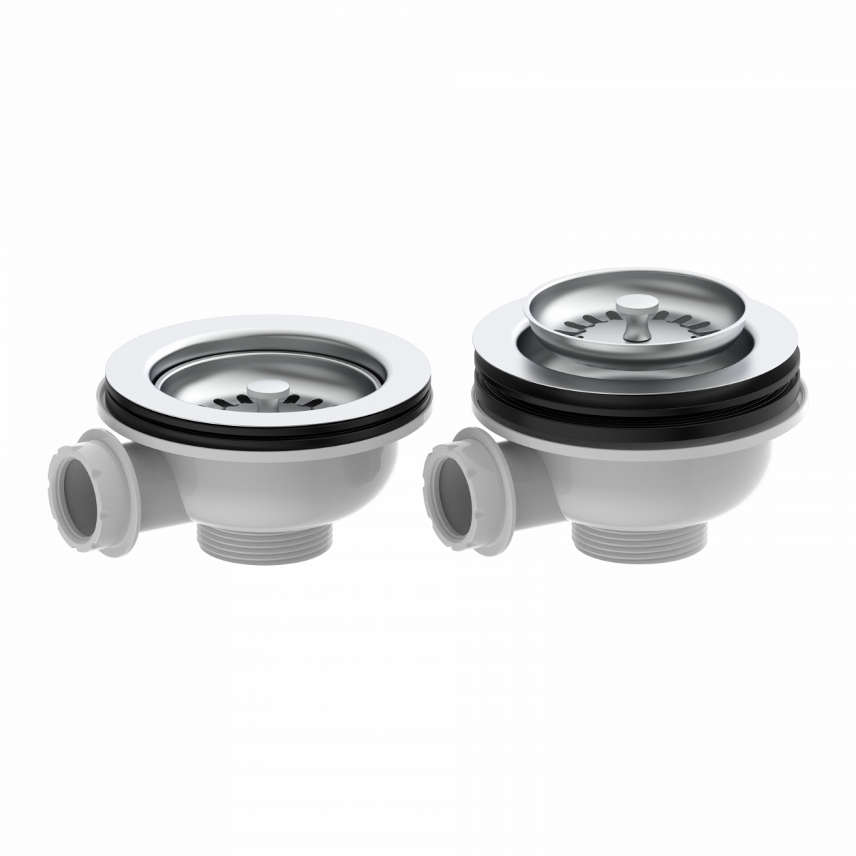 KS Korbventil mit Bowdenzug,1 1/2" AG, Edelstahl Ventilkelch und Sieb Ø114 mm, mit Überlaufanschluss"