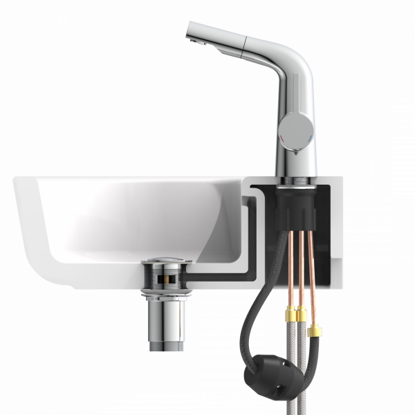 Waschtischarmatur COOL, mit herausziehbarer Haarbrause, Chrom