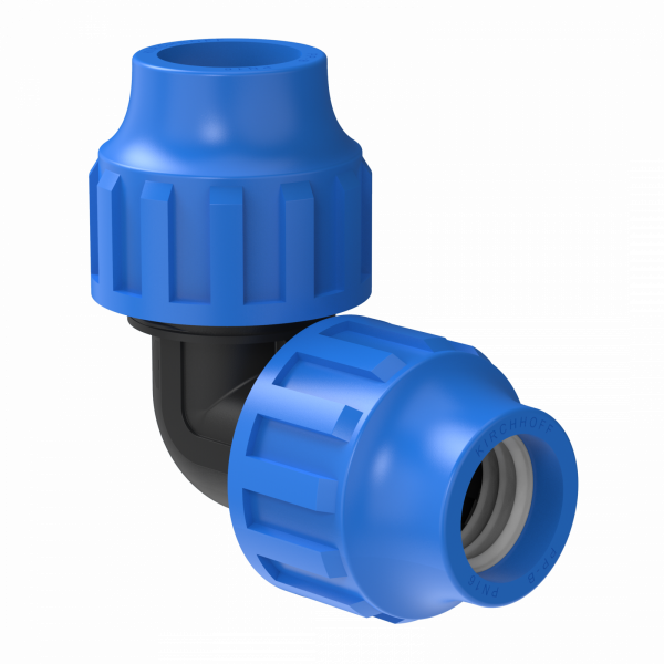 Fitting Winkel, 32 mm, Klemmfitting für HDPE