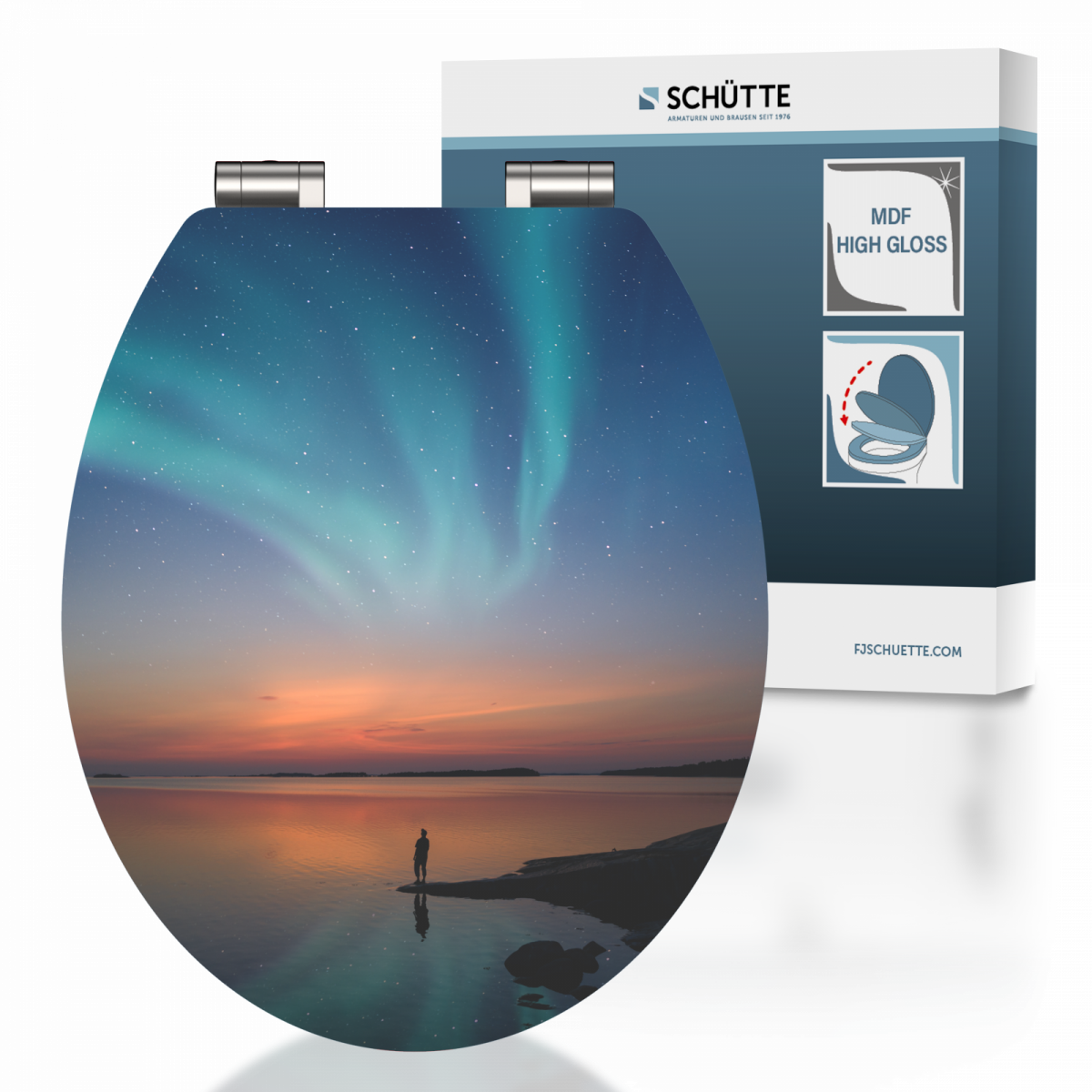 MDF High Gloss WC-Sitz POLAR LIGHTS, mit Absenkautomatik