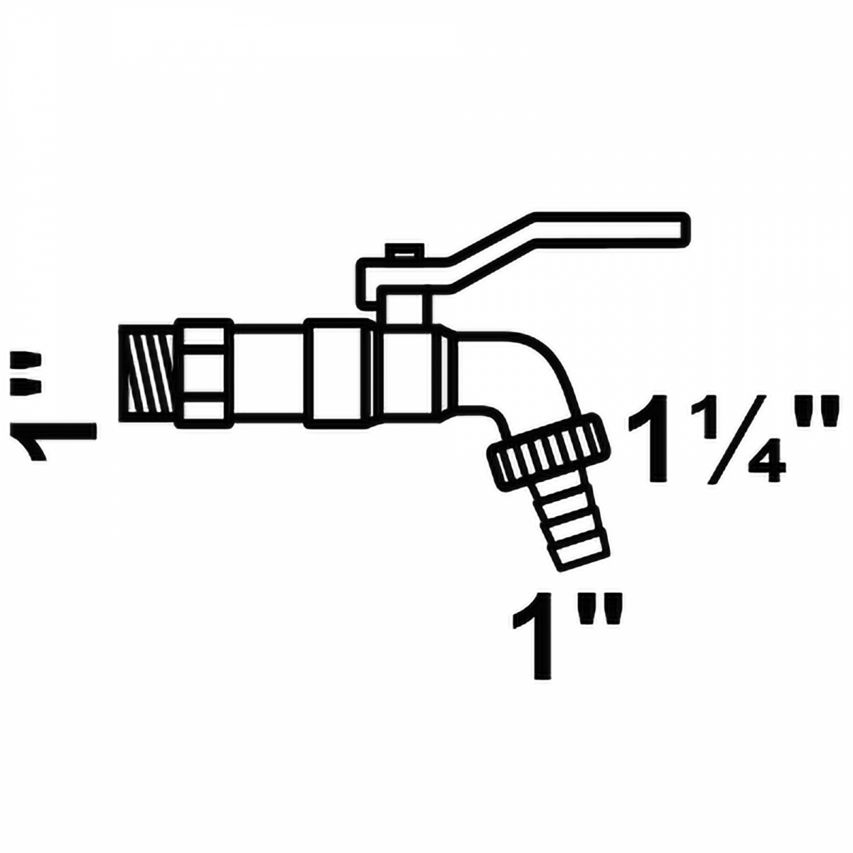 Kugel-Auslaufhahn 1"AG x 1 1/4"AG x 1"T"