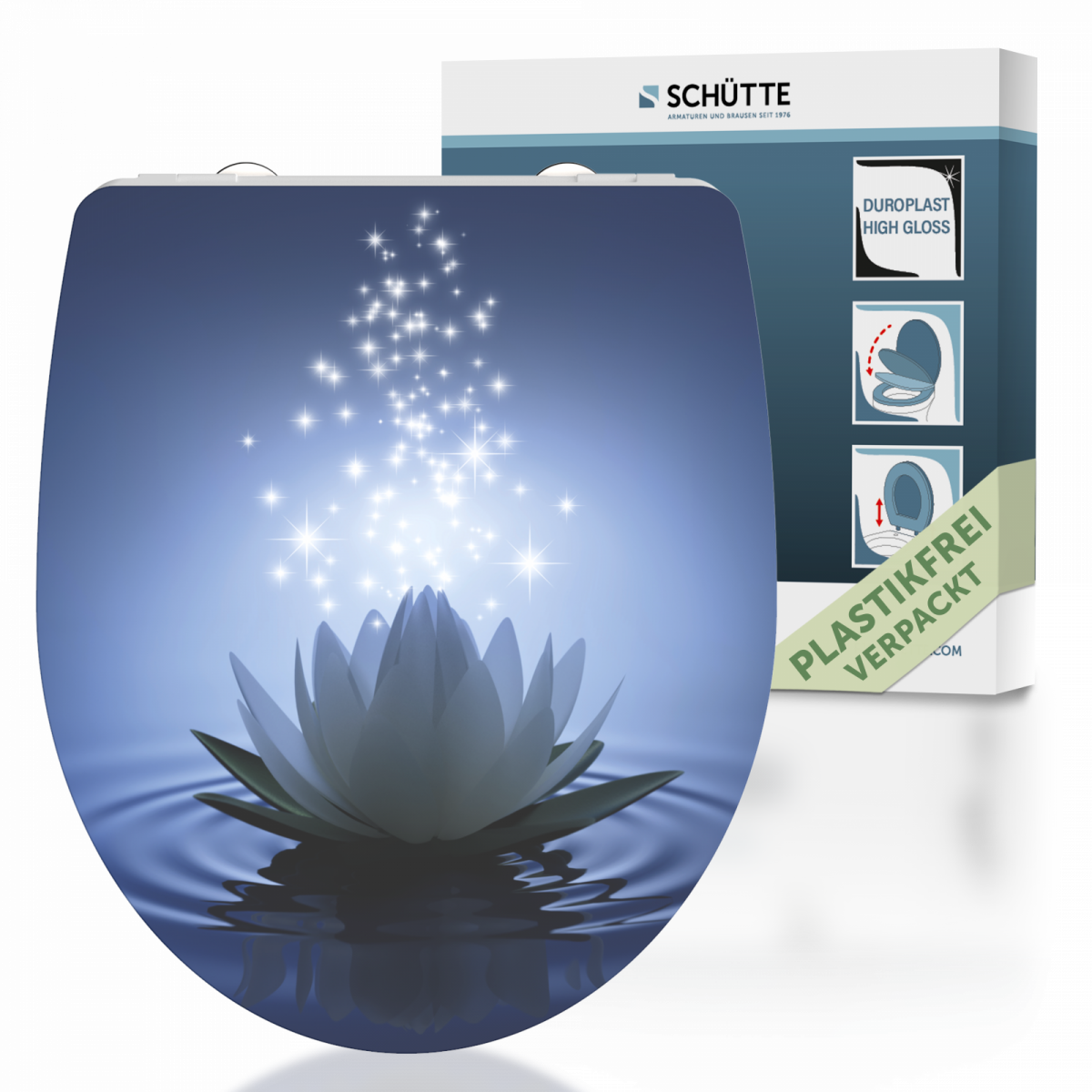 Duroplast High Gloss WC-Sitz WATER LILY, mit Absenkautomatik und Schnellverschluss