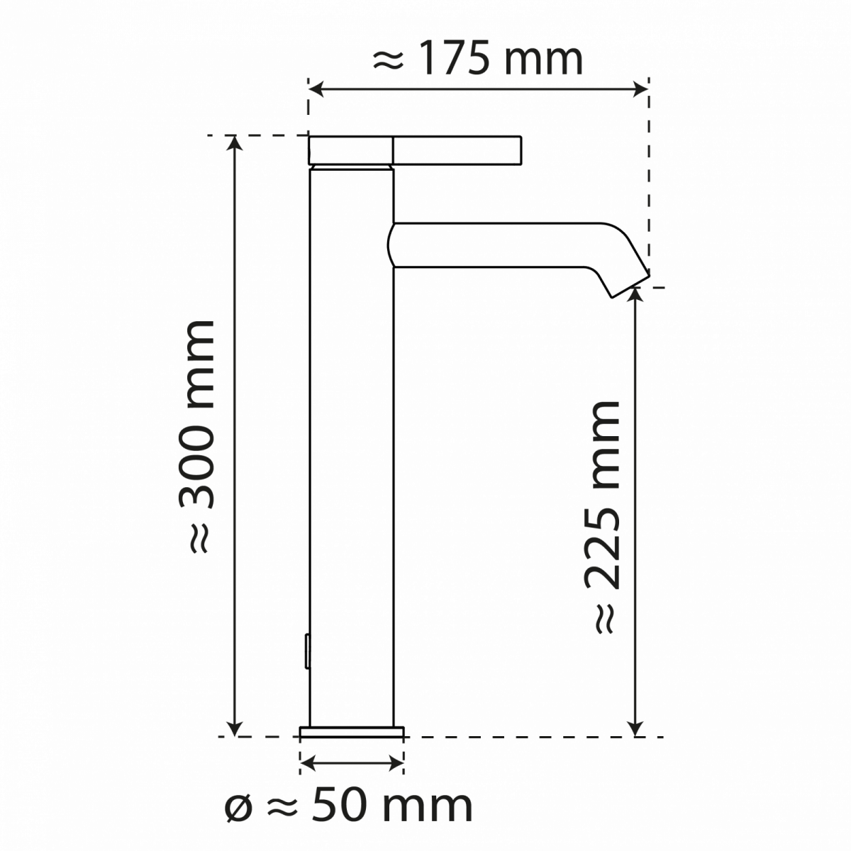 WT 11 XL in Schwarz, Waschtischarmatur für Aufsatzwaschbecken
