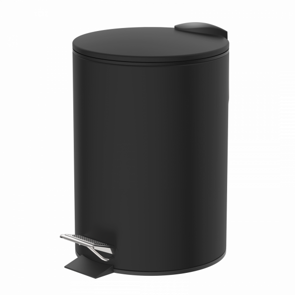 Kosmetik-Treteimer, Mülleimer 3 l, Edelstahl mit Absenkautomatik, Schwarz