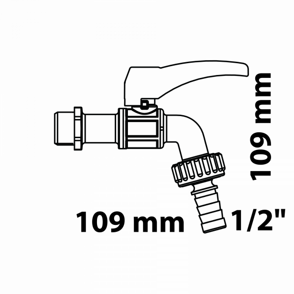 Kugel-Auslaufhahn 1/2"AG x 3/4"AG x 1/2"T, erhöhte Frostresistenz"