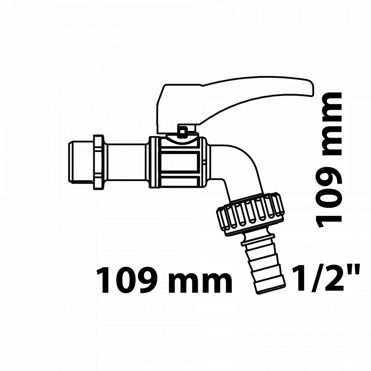 Kugel-Auslaufhahn 1/2"AG x 3/4"AG x 1/2"T, erhöhte Frostresistenz"