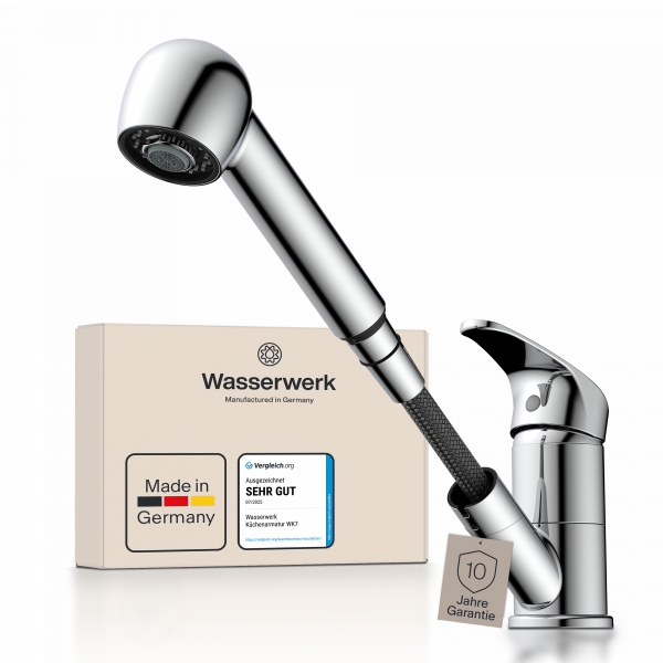 WK 7 in Chrom, K&uuml;chenarmatur mit herausziehbarer Brause