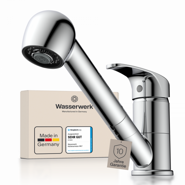 WK 7 in Chrom, K&uuml;chenarmatur mit herausziehbarer Brause