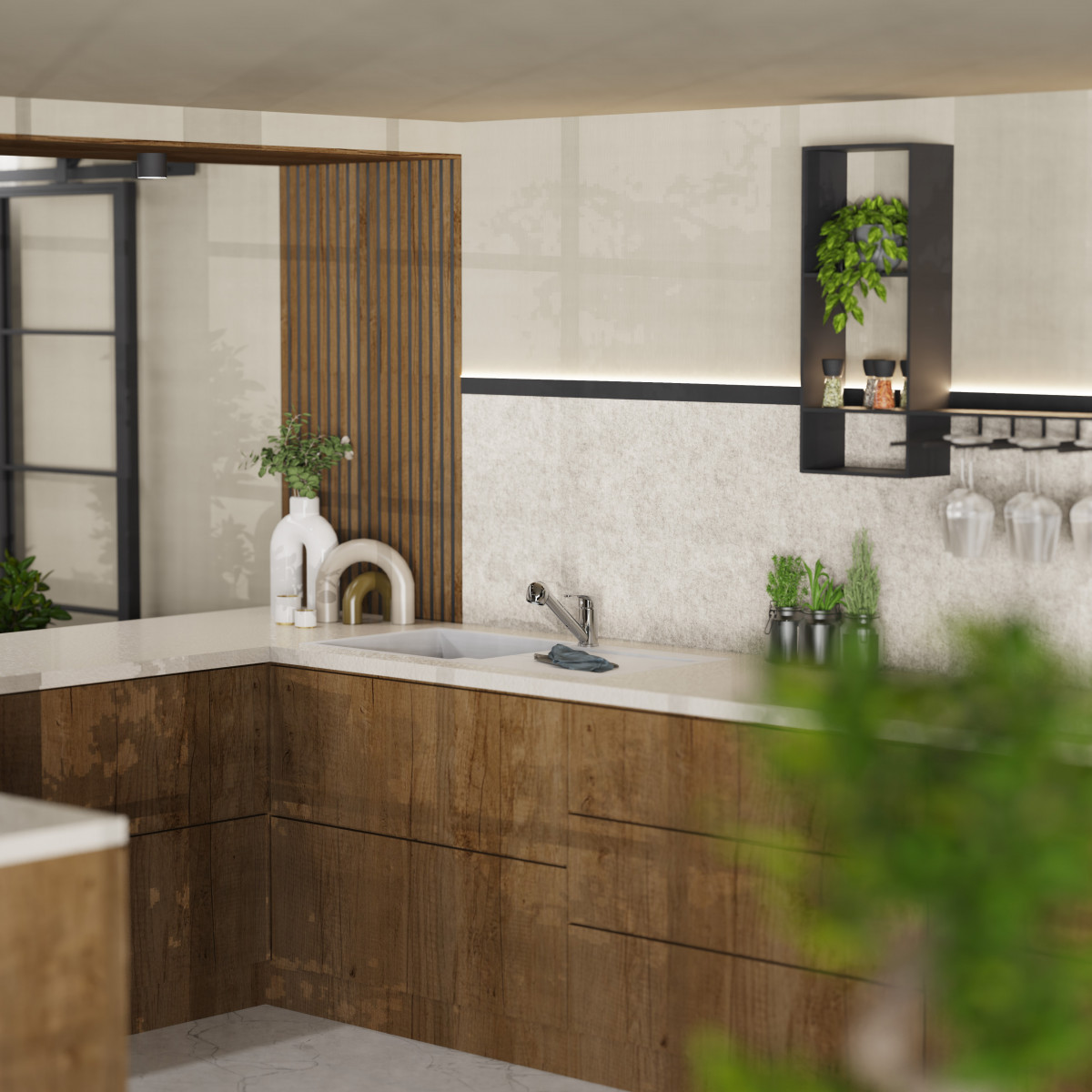 WK 7 in Chrom, Küchenarmatur mit herausziehbarer Brause