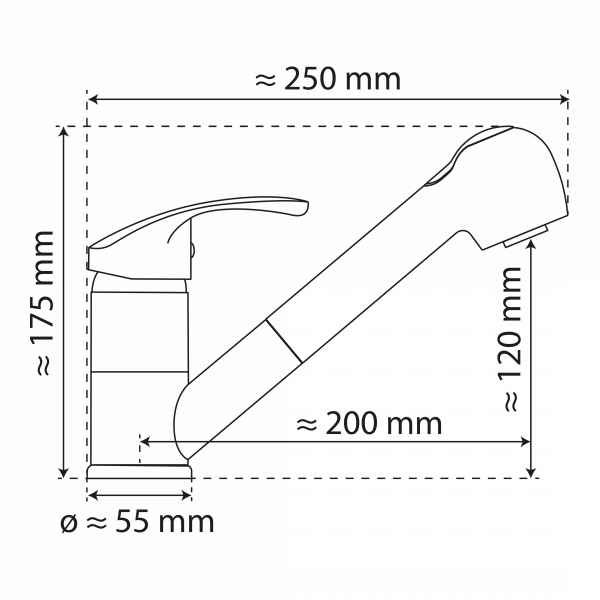 WK 7 in Chrom, K&uuml;chenarmatur mit herausziehbarer Brause