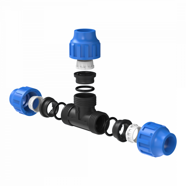 T-St&uuml;ck, 32 mm, Klemmfitting f&uuml;r HDPE