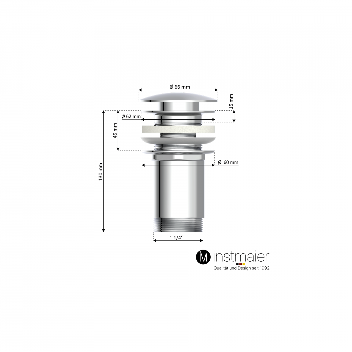 Ablaufgarnitur Chrom E1 mit Überlauf | instmaier