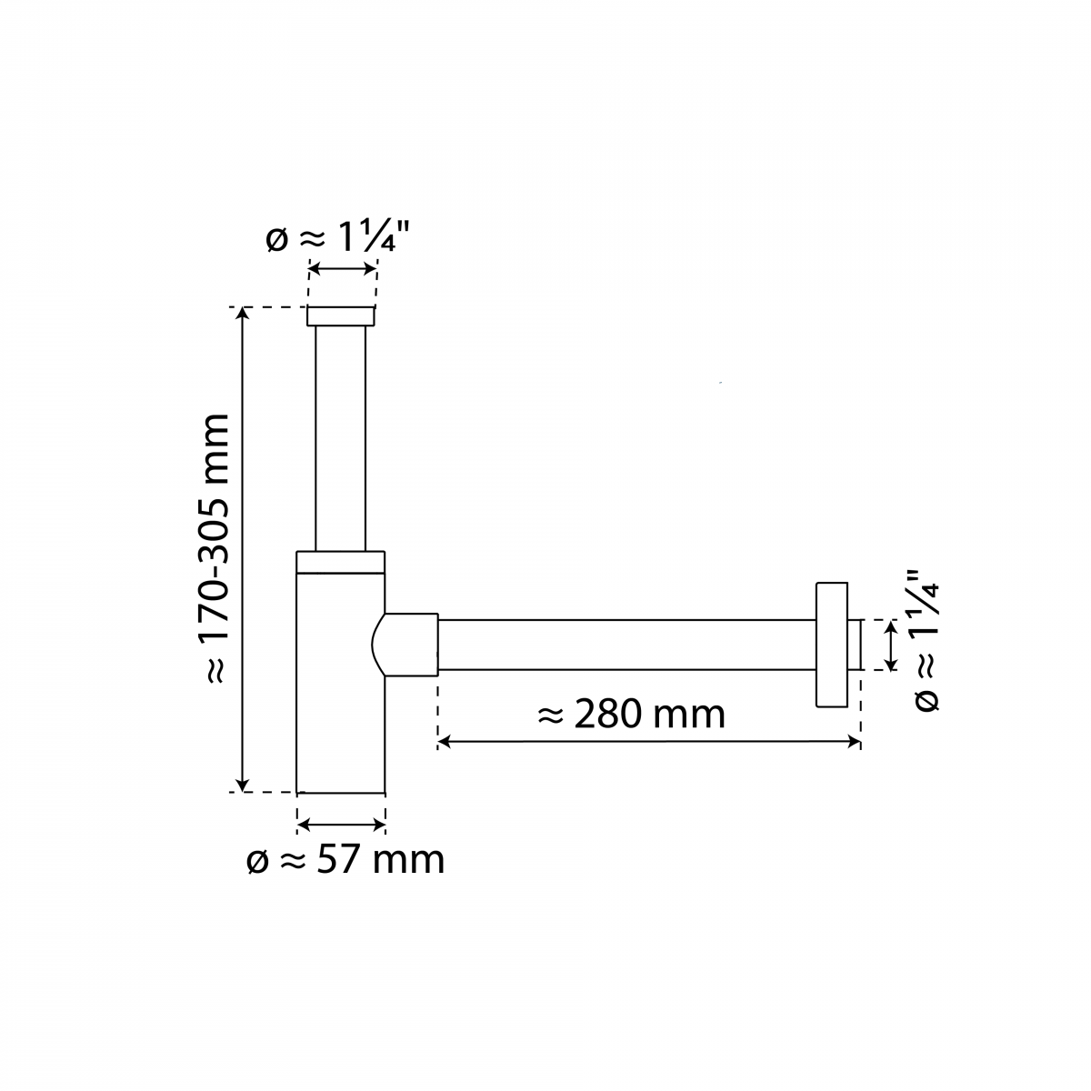 Design-Flaschensiphon, Schwarz, 1 1/4" x 32 mm"