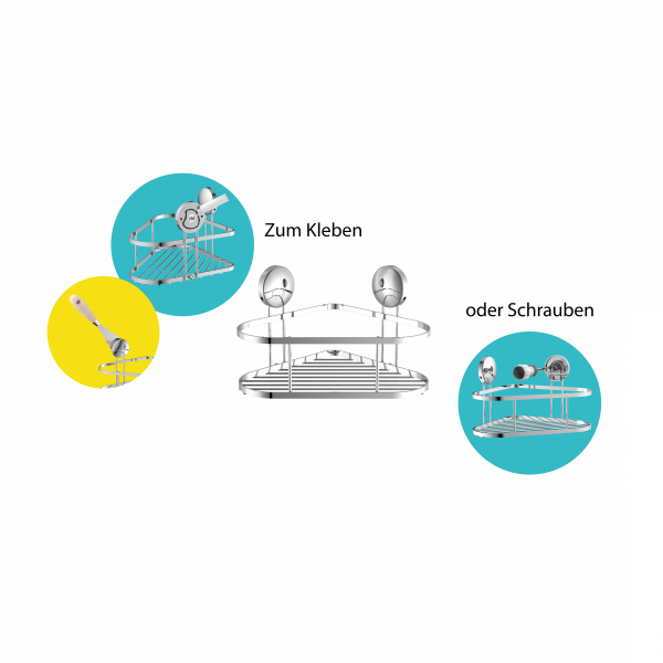 Duschablage, chrom, eckig, zum Kleben oder Schrauben