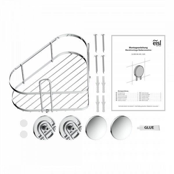Duschablage, chrom, eckig, zum Kleben oder Schrauben