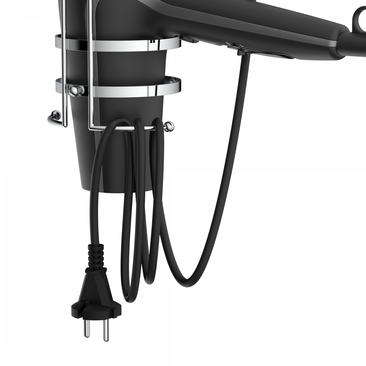 Haartrockner-Halter, zum Kleben oder Schrauben, chrom