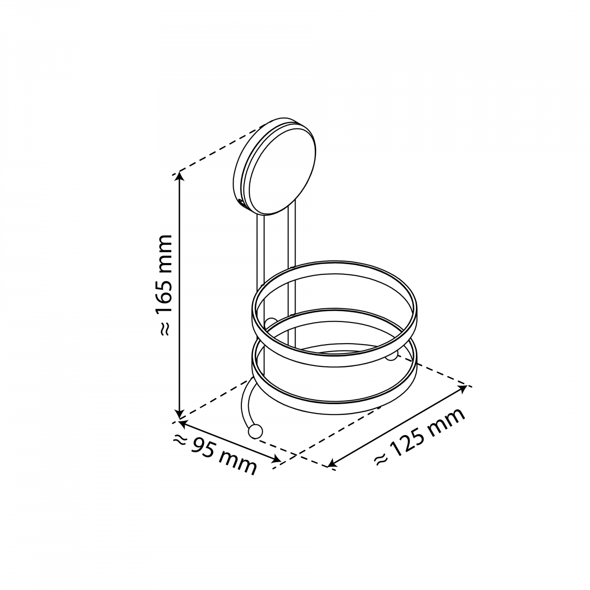 Haartrockner-Halter, zum Kleben oder Schrauben, chrom