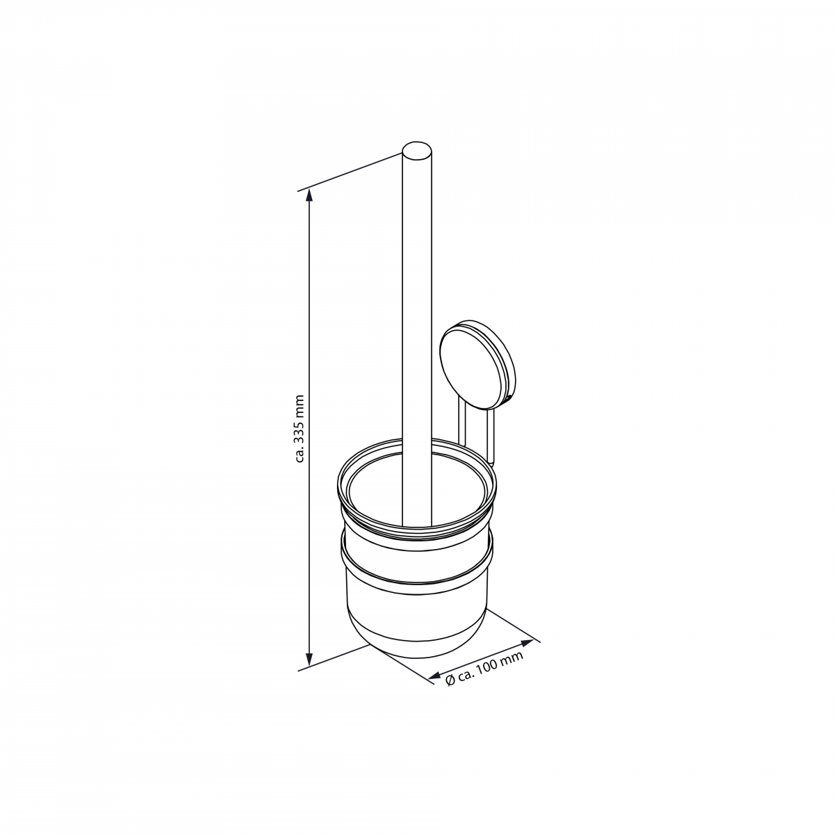 Klobürste, Wand-WC Bürstenhalter, chrom, Toilettenbürste zum Kleben oder Schrauben