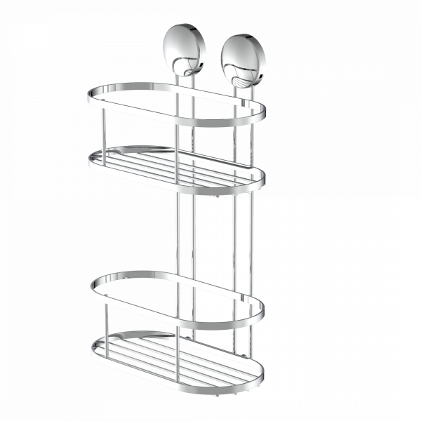 Dusch-Wandablage 2 Etagen, chrom, zum Kleben oder Schrauben