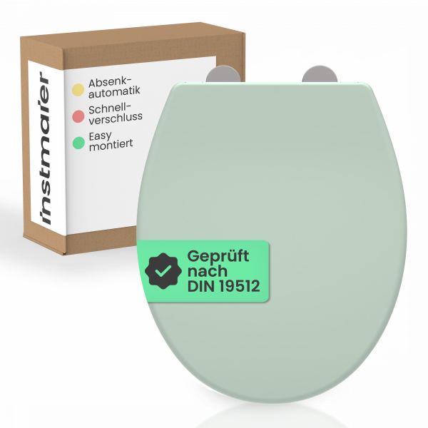 WC-Sitz Helma, in Salbei mit Absenkautomatik und Schnellverschluss, O-Form