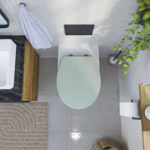 WC-Sitz Helma, in Salbei mit Absenkautomatik und Schnellverschluss, O-Form