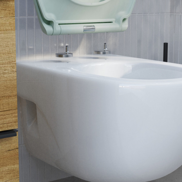 WC-Sitz Helma, in Salbei mit Absenkautomatik und Schnellverschluss, O-Form