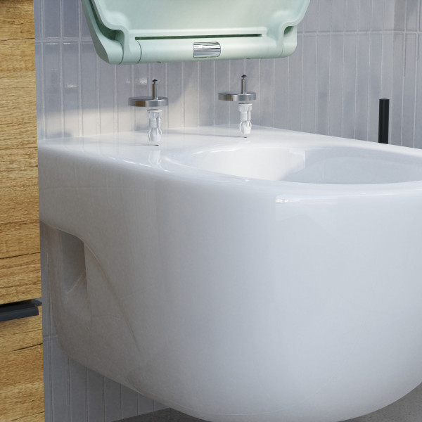 WC-Sitz Helma, in Salbei mit Absenkautomatik und Schnellverschluss, O-Form