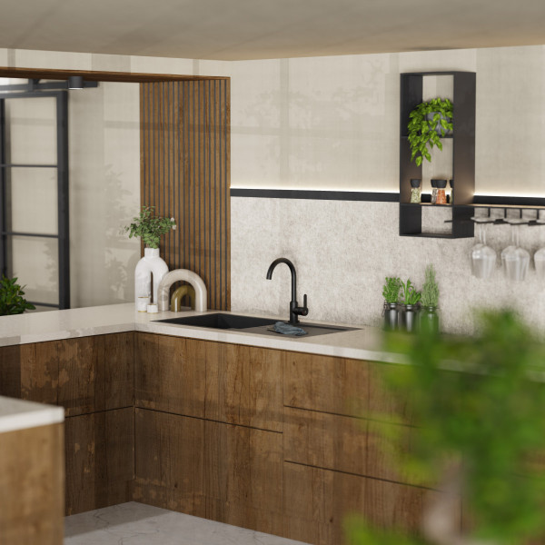 WK 5 in Schwarz, K&uuml;chenarmatur mit klassischem Rundbogenauslauf