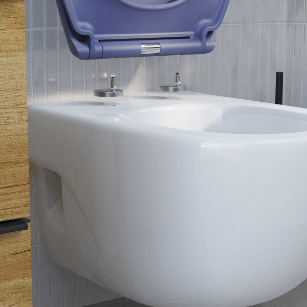 WC-Sitz Helma, in Indigo mit Absenkautomatik und Schnellverschluss, O-Form