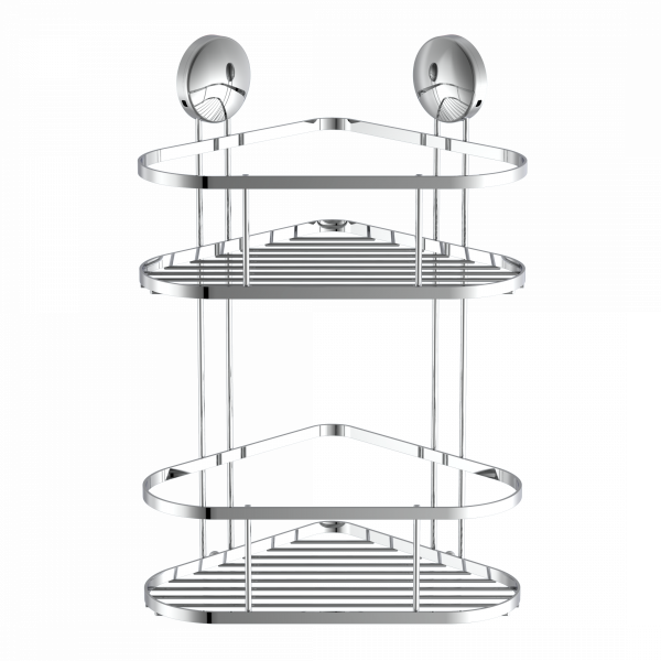 Dusch-Eckablage 2 Etagen, chrom, zum Kleben oder Schrauben