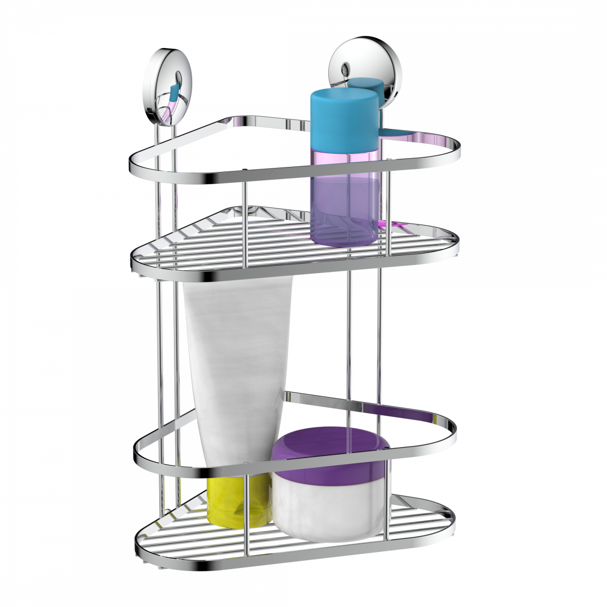 Dusch-Eckablage 2 Etagen, chrom, zum Kleben oder Schrauben