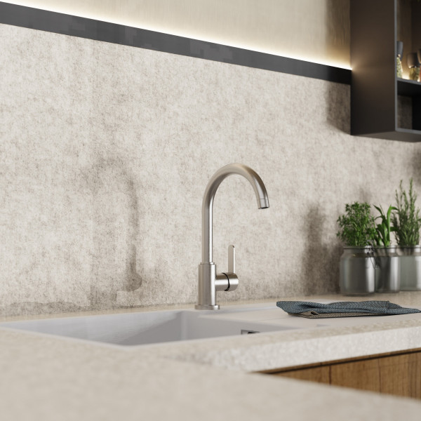 WK 5 in Edelstahloptik, K&uuml;chenarmatur mit klassischem Rundbogenauslauf