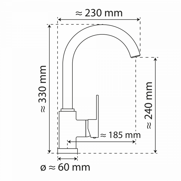 WK 5 in Edelstahloptik, K&uuml;chenarmatur mit klassischem Rundbogenauslauf