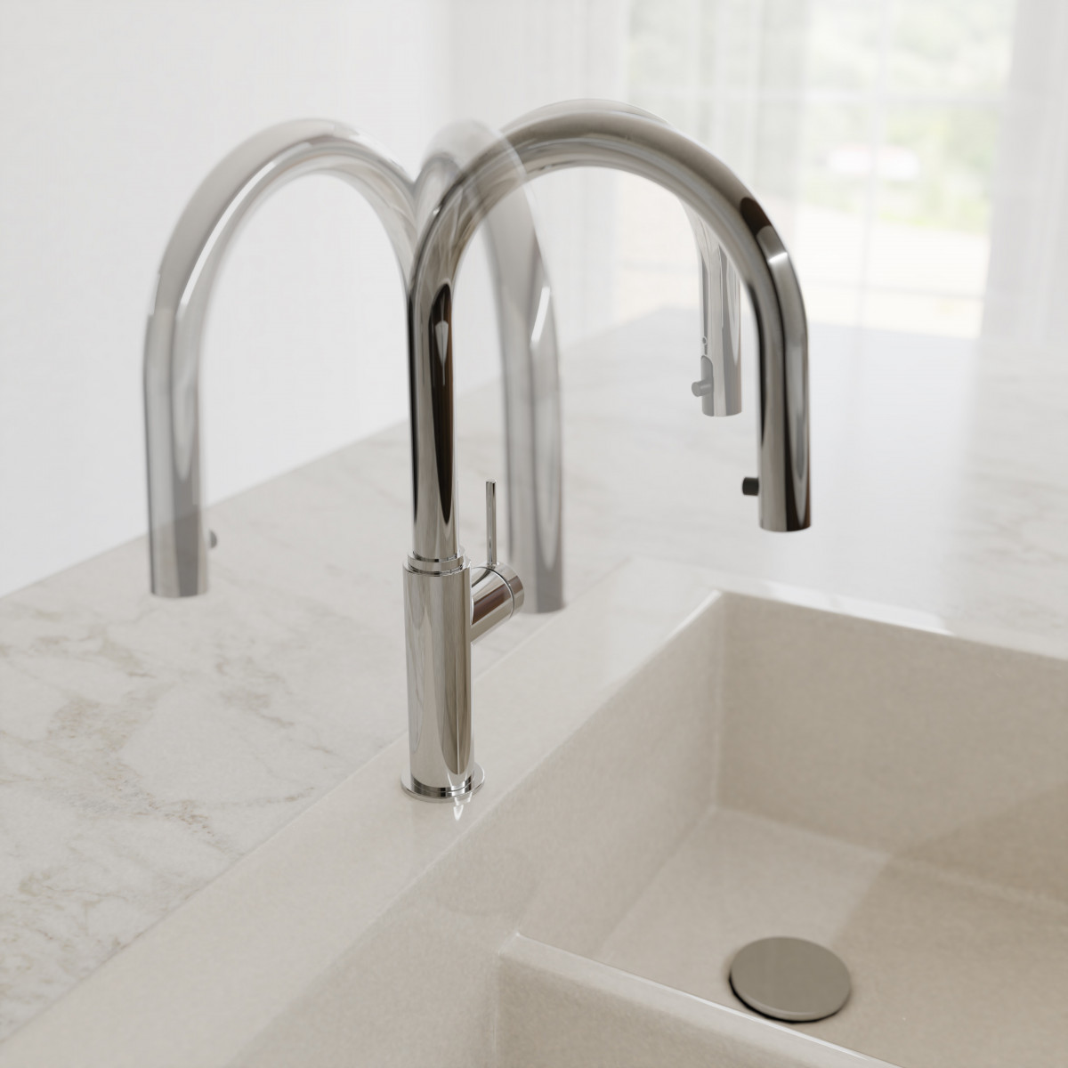 BLACKPOOL Spültischarmatur, Chrom, mit herausziehbarem Auslauf