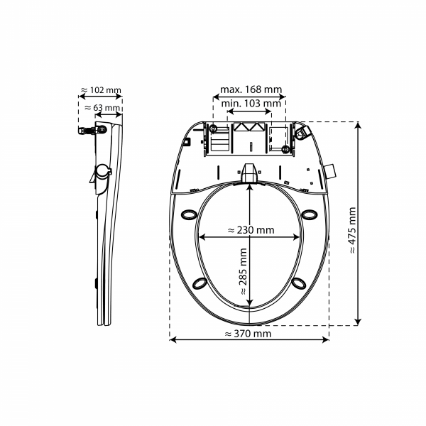 Dusch WC-Aufsatz, mit Absenkautomatik und Schnellverschluss