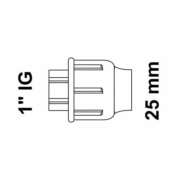 Übergangsstück, 25 mm auf 1" IG, Klemmfitting für HDPE"