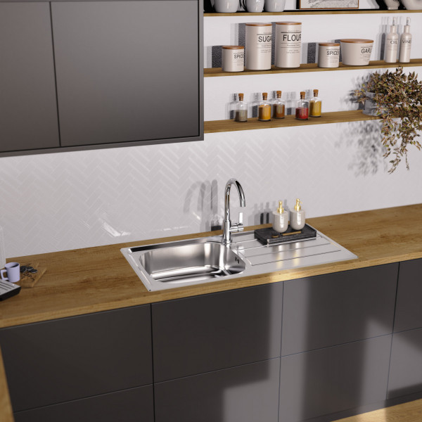 Edelstahlsp&uuml;le Katharina, mit Abtropffl&auml;che und 1 Becken, 100 x 50 cm