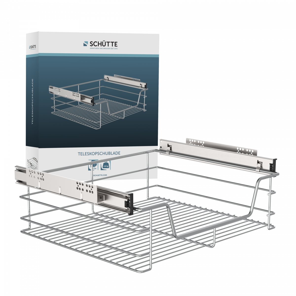 Teleskopschublade, Chrom, für 60 cm Schrank