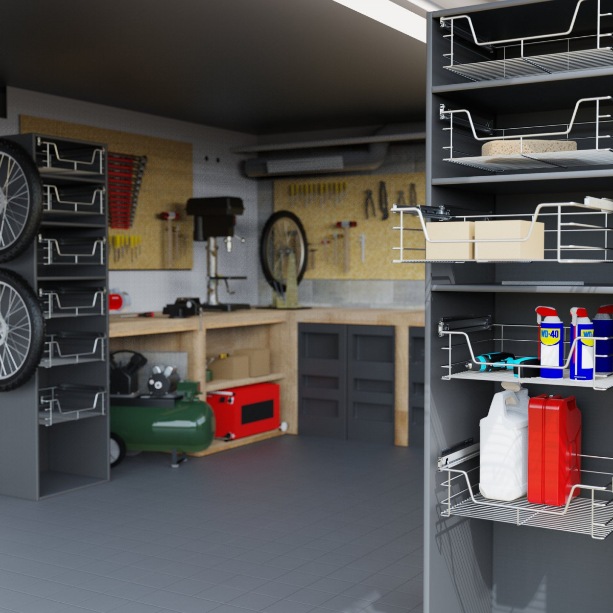 Teleskopschublade, Chrom, für 60 cm Schrank