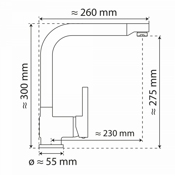 WK 4 in Schwarz, Küchenarmatur mit zeitlosem L-Auslauf