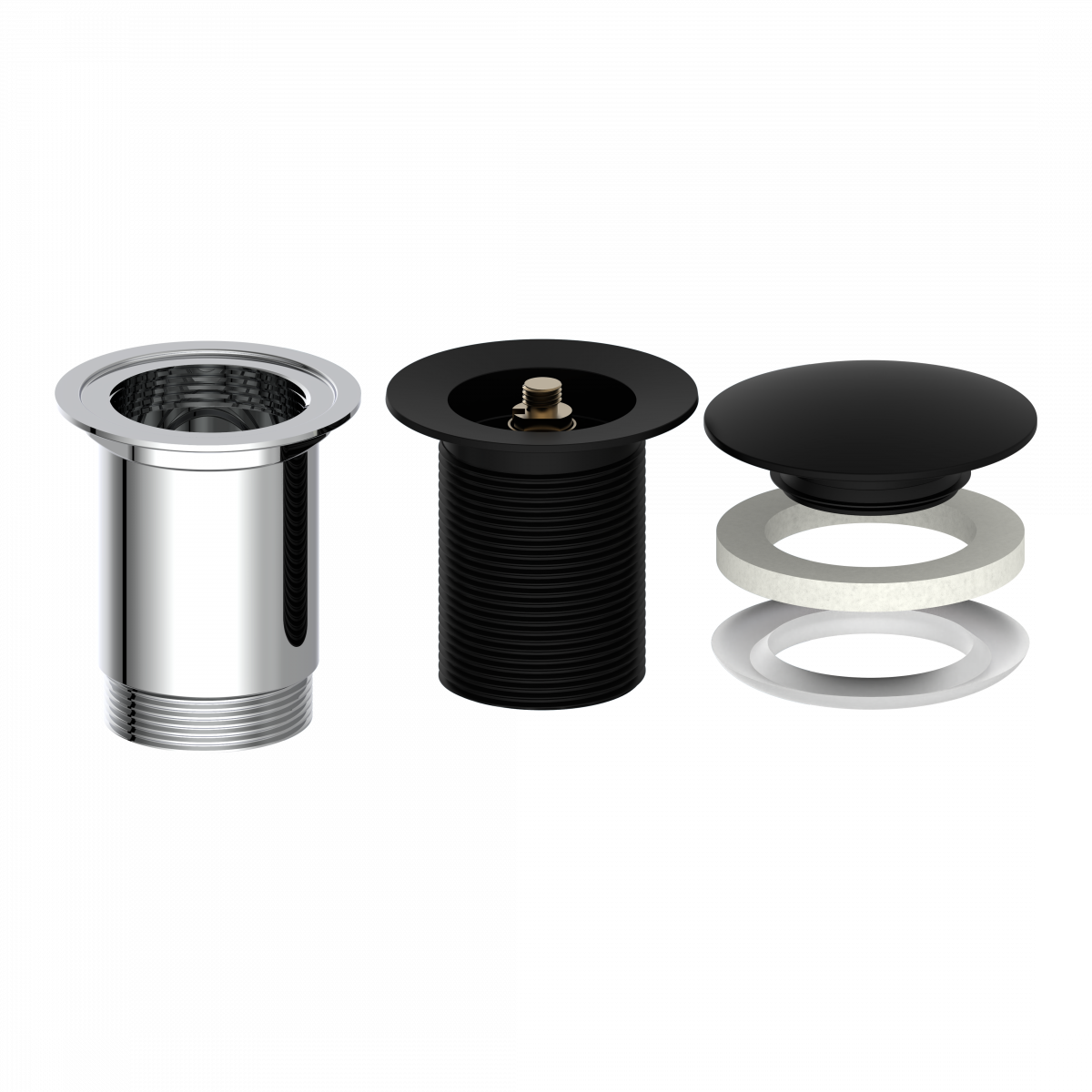 Ablaufventil ohne Überlauf E4, Schwarz