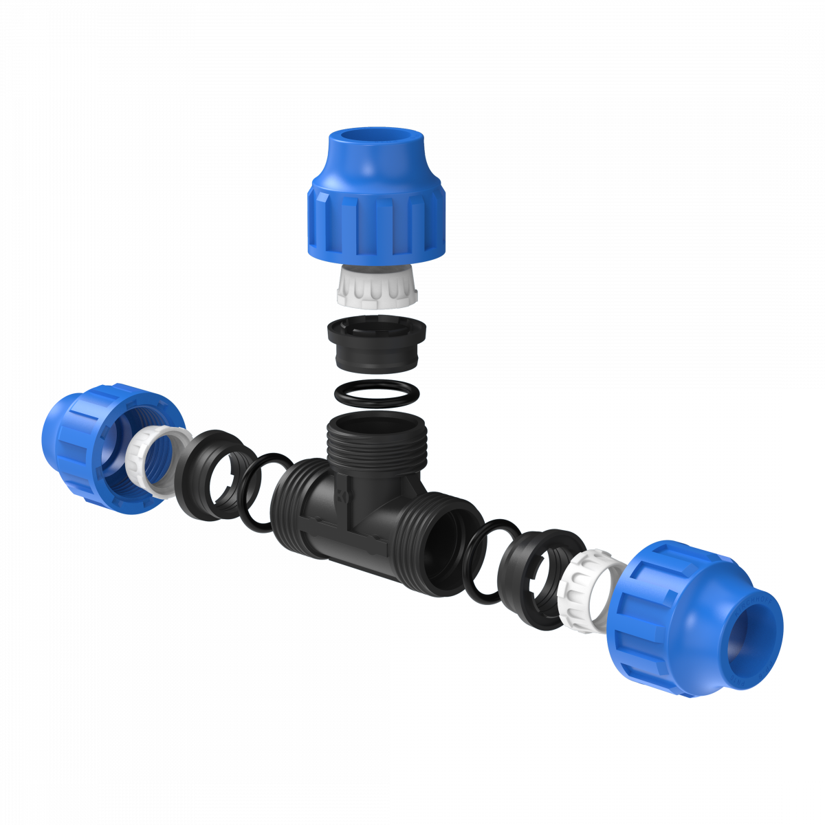 T-Stück, 20 mm, Klemmfitting für HDPE