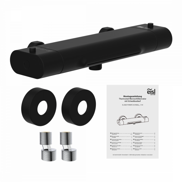 Badewannenarmatur CARNEO, Sicherheitssperre bei 38°C, Schwarz matt