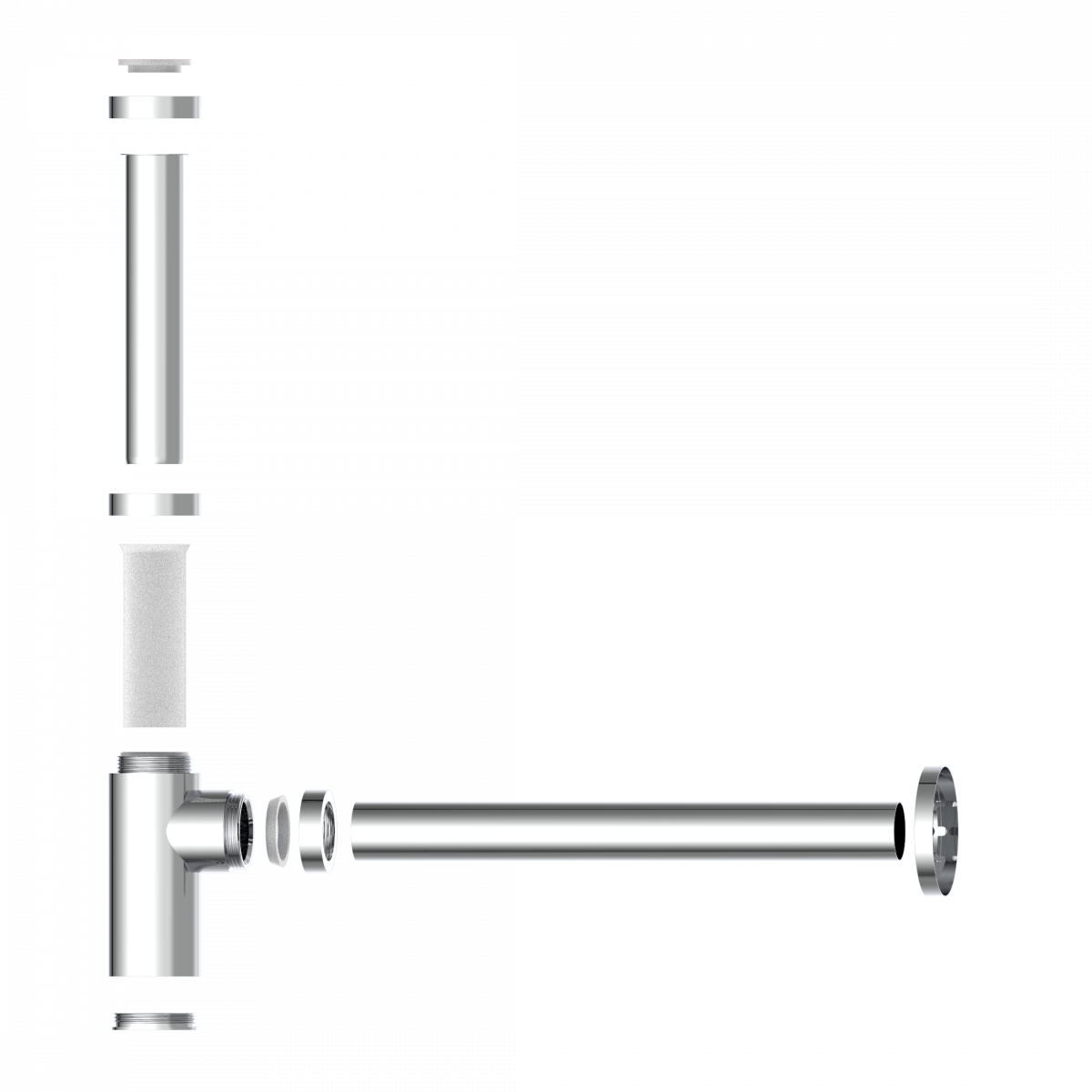 Design-Flaschensiphon, Chrom, 1 1/4" x 32 mm"