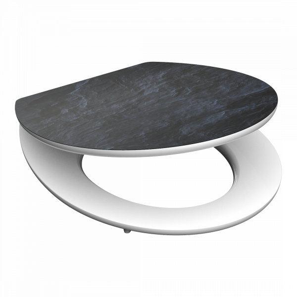 MDF High Gloss WC-Sitz BLACK STONE, mit Absenkautomatik