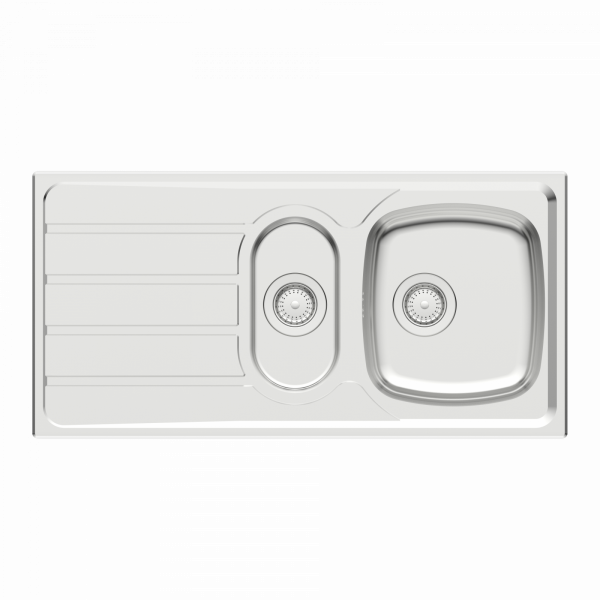 Edelstahlsp&uuml;le Katharina, mit Abtropffl&auml;che und 1,5 Becken, 100 x 50 cm